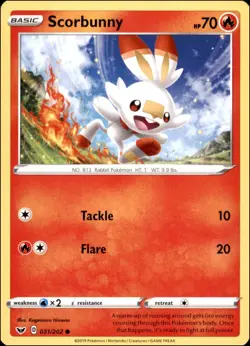 Pokemon - 2X Scorbunny (031) #031/202 - SWSH01: Sword & Shield Base Set Common - Image 1