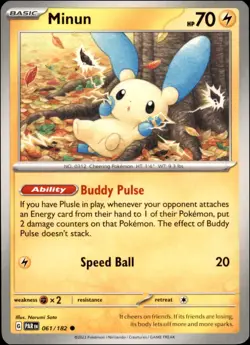 Pokemon - 2X Minun #061/182 - SV04: Paradox Rift Common - Image 1