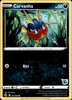 Pokemon - 2X Carvanha - (Eevee Stamped) #162/264 - Battle Academy 2022 Promo - Image 1