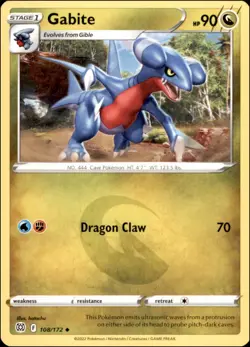 Pokemon - 2X Gabite #108/172 - SWSH09: Brilliant Stars Uncommon - Image 1