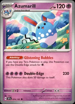 Pokemon - 2X Azumarill #074/191 - SV08: Surging Sparks Uncommon - Image 1