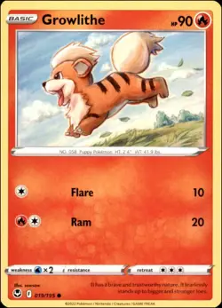 Pokemon - 2X Growlithe #019/195 - SWSH12: Silver Tempest Common - Image 1