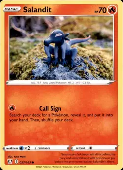 Pokemon - 2X Salandit #027/163 - SWSH05: Battle Styles Common - Image 1