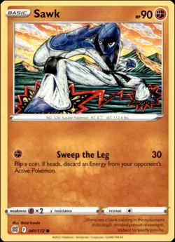 Pokemon - 2X Sawk #081/172 - SWSH09: Brilliant Stars Common - Image 1