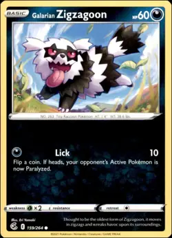 Pokemon - 2X Galarian Zigzagoon #159/264 - SWSH08: Fusion Strike Common - Image 1
