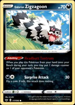 Pokemon - 2X Galarian Zigzagoon #117/202 - SWSH01: Sword & Shield Base Set - Image 1