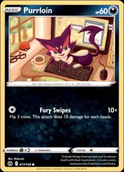 Pokemon - 2X Purrloin #077/159 - Crown Zenith Common - Image 1