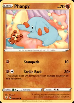 Pokemon - 2X Phanpy #086/185 - SWSH04: Vivid Voltage Common - Image 1