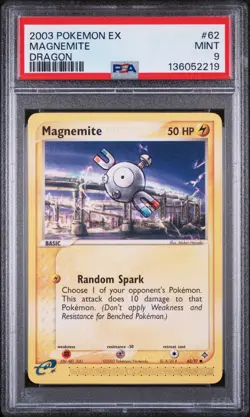 2003 POKEMON EX DRAGON #62 MAGNEMITE PSA 9 - Image 1