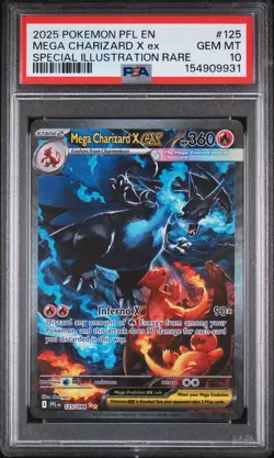 2025 POKEMON PFL EN-PHANTASMAL FLAMES #125 MEGA CHARIZARD X EX PSA 10 - Image 1