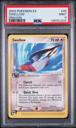 2003 POKEMON EX DRAGON #45 SWELLOW PSA 9 - Image 1