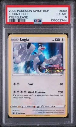 2020 POKEMON SWSH BLACK STAR PROMO PRERELEASE #069 LUGIA-HOLO PSA 6 - Image 1