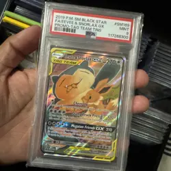 Pokemon Eevee & Snorlax GX Tag Team Tins Full Art Promo SM169 PSA 9 Mint - Image 1