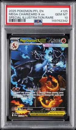 2025 POKEMON PFL EN-PHANTASMAL FLAMES #125 MEGA CHARIZARD X EX PSA 10 - Image 1