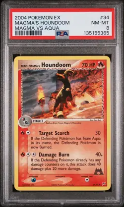 2004 POKEMON EX TEAM MAGMA VS TEAM AQUA #34 TEAM MAGMA'S HOUNDOOM PSA 8 - Image 1