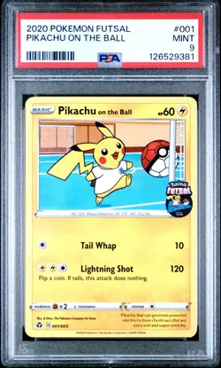 Pokemon! PSA 9 PIKACHU ON THE BALL #001 - Futsal 2020 GEM MINT - Image 1