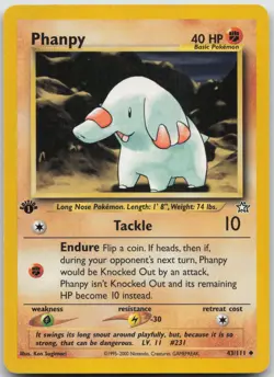 Phanpy 43/111 Uncommon Neo Genesis Pokemon 1st Edition Lightly Played - Image 1