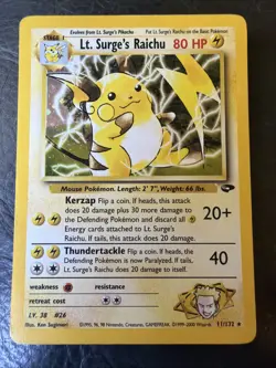 Pokemon TCG Lt. Surge's Raichu #11/132 Gym Challenge Holo Rare Vintage - Image 1