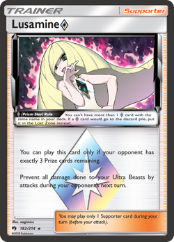 Lusamine ◇ 182/214 Prism Star Rare Lost Thunder Pokemon Holo NM/M - Image 1
