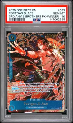 2025 ONE PIECE 3RD ANNIVERSARY TOURNAMENT 3 BROTHERS #053 PORTGAS D ACE PSA 10 - Image 1