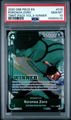 2025 ONE PIECE EB02 #019 WINNER PACK VOL 3 RORONOA PROMO PSA 10 GEM MINT - Image 1