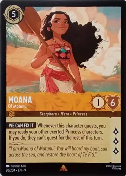 20/204 MOANA OF MOTUNUI EN9 RARE DISNEY LORCANA CARD - Image 1