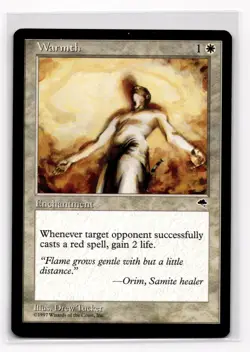 Warmth, MTG Tempest (1997) Uncommon White Enchantment LP - Image 1