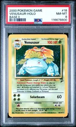 2000 Pokemon Game Base II Venusaur #18 Base II Holo PSA 8 NM-MT!!! - Image 1