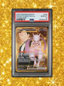 2025 POKEMON DESTINED RIVALS #240 TEAM ROCKET'S MEWTWO EX PSA 10 - Image 1