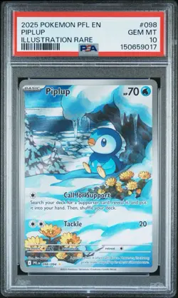 2025 POKEMON PFL EN-PHANTASMAL FLAMES ILLUSTRATION RARE #098 PIPLUP PSA 10 - Image 1