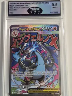 2025 Pokemon MEP Black Star Promos Mega Charizard X ex #023 PSA 9.5 - Image 1