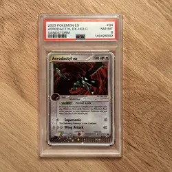 2003 POKEMON EX SANDSTORM #94 AERODACTYL EX-HOLO PSA 8 - Image 1