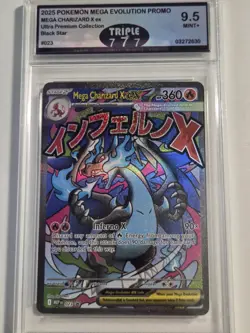 2025 Pokemon MEP Black Star Promos Mega Charizard X ex #023 PSA 9.5 MINT + - Image 1