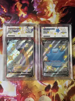 Pokemon Shining Fates Ditto & Lapras V Ace 10 Gem Mint Full Art PERFECT GRADES - Image 1