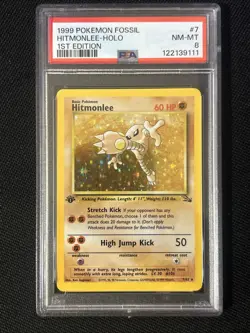 Pokemon Hitmonlee 7/62 (1st Edition) Fossil Holo *PSA 8* Freshly Graded Card - Image 1
