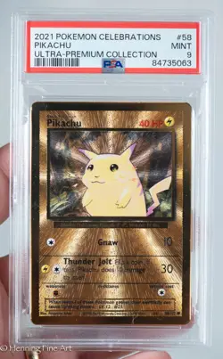 2021 POKEMON SWSH CELEBRATIONS UPC #58/102 Pikachu GOLD METAL CARD PSA 9 - Image 1