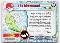 Metapod #11 Topps Trading Cards Series 1 Pokemon Lightly Played Holo - Image 2
