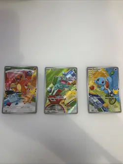 Pokemon TCG First Partner Illustration Collection 3 Card Set Gen 1 Starters - Image 1