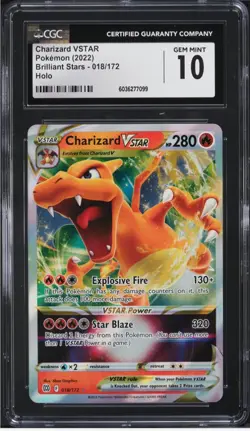 2022 Pokemon Sword & Shield Brilliant Stars Charizard VSTAR #18 CGC 10 GEM MINT - Image 1