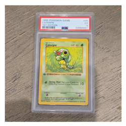 Pokemon TCG Caterpie 1st Edition Base Set Shadowless PSA 5 45/102 Regular - Image 1
