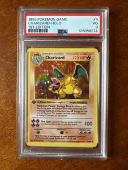 Pokemon Charizard Base Set Shadowless 1st Edition Holo Rare #4 PSA 3 - Image 1