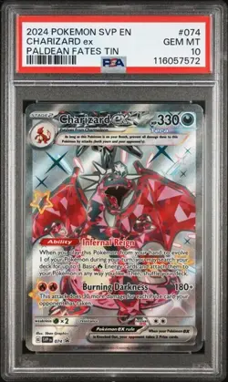 2024 Pokemon Scarlet and Violet Black Star Promo Paldean Fates Tin Charizard Ex - Image 1