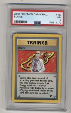 Pokemon PSA 7 Blaine 100/132 Rare Unlimited Gym Challenge Free Shipping! - Image 1