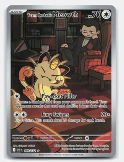 Team Rocket's Meowth 203/182 Illustration Rare Destined Rivals Pokemon Holo NM - Image 1