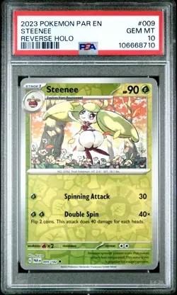 2023 POKEMON PAR EN-PARADOX RIFT REVERSE HOLO #009 STEENEE PSA 10 - Image 1