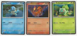 Pokemon 151 Promo Bulbasaur Charmander Squirtle SVP 046 047 048 Kanto Cosmo Holo - Image 1
