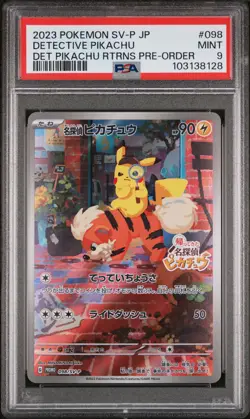 2023 POKEMON JAPANESE SV-P PROMO #098 DETECTIVE PIKACHU PSA 9 - Image 1