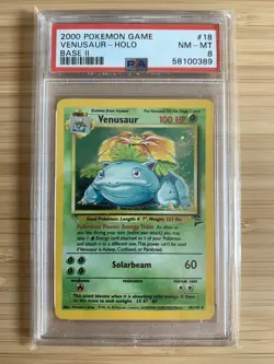 Pokemon Venusaur Holo Base Set II 18/130 PSA 8 (58100389) - Image 1