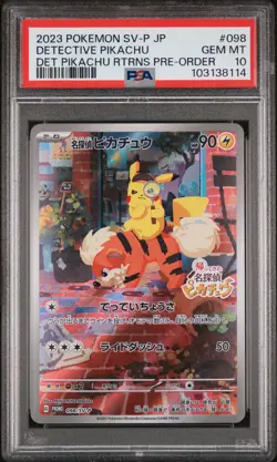 2023 POKEMON JAPANESE SV-P PROMO #098 DETECTIVE PIKACHU PSA 10 - Image 1