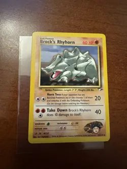 Pokemon TCG #111 Brock's Rhyhorn Rare Unlimited Gym Heroes Set 22/132 - Image 1